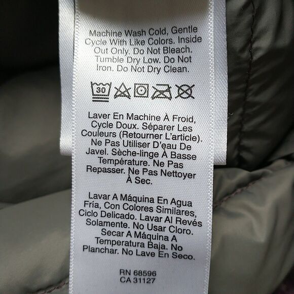 Donna Karan DKNY Packable Down Quilted Coat Jacket Womens M Purple Hood Zip - Picture 10 of 12